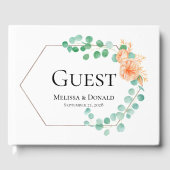 Elegant Eucalyptus Greenery Peach Floral Wedding Gastenboek (Voorkant)