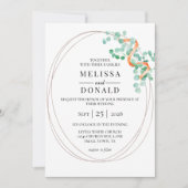 Elegant Eucalyptus Greenery Peach Floral Wedding Kaart (Voorkant)