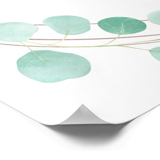 Elegant Eucalyptus Greenery Peach Floral Wedding Poster (Hoek)