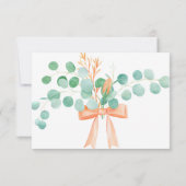 Elegant Eucalyptus Greenery Peach Floral Wedding RSVP Kaartje (Achterkant)