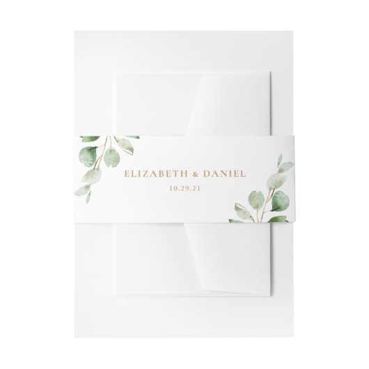 Elegant Eucalyptus Greenery Personalized Wedding Uitnodigingen Wikkel (Voorkant Voorbeeld)