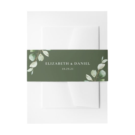 Elegant Eucalyptus Greenery Personalized Wedding Uitnodigingen Wikkel (Voorkant Voorbeeld)