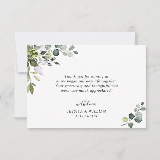 Elegant Eucalyptus Greenery PHOTO Bedankkaart (Achterkant)