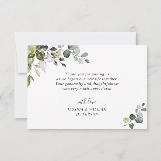 Elegant Eucalyptus Greenery PHOTO Bedankkaart (Achterkant)