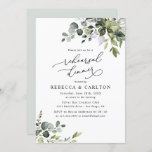 Elegant Eucalyptus Greenery Rehearsal Dinner Kaart<br><div class="desc">Dit elegante Boho Greenery-collectie is voorzien van gemengde waterverf groene bladeren in combinatie met een klastige serif en een delicaat sans lettertype in zwart,  met een monogram op de achterkant. Overeenkomende objecten beschikbaar.</div>