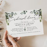 Elegant Eucalyptus Greenery Rehearsal Dinner Kaart<br><div class="desc">Dit elegante Boho Greenery-collectie is voorzien van gemengde waterverf groene bladeren in combinatie met een klastige serif en een delicaat sans lettertype in zwart,  met een monogram op de achterkant. Overeenkomende objecten beschikbaar.</div>