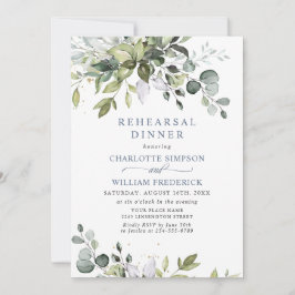 Elegant Eucalyptus Greenery Rehearsal Dinner Kaart