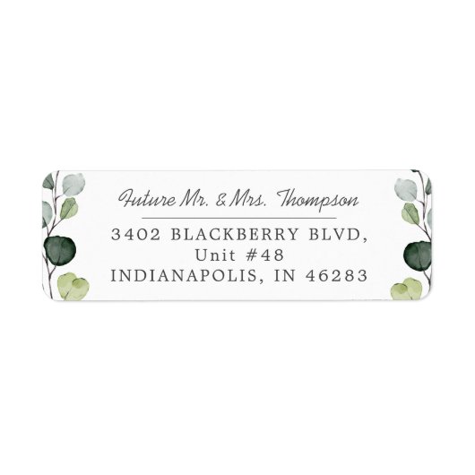 Elegant Eucalyptus Greenery Return Address Etiket (Voorkant)