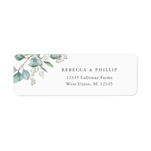 Elegant Eucalyptus Greenery Return Address Etiket (Voorkant)