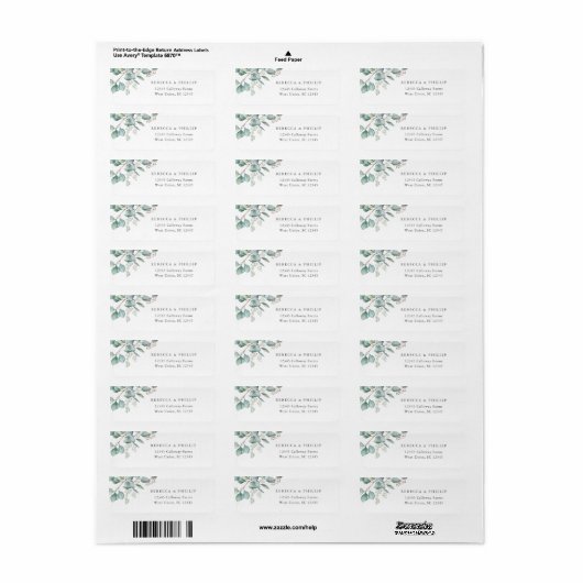 Elegant Eucalyptus Greenery Return Address Etiket (Full Sheet)