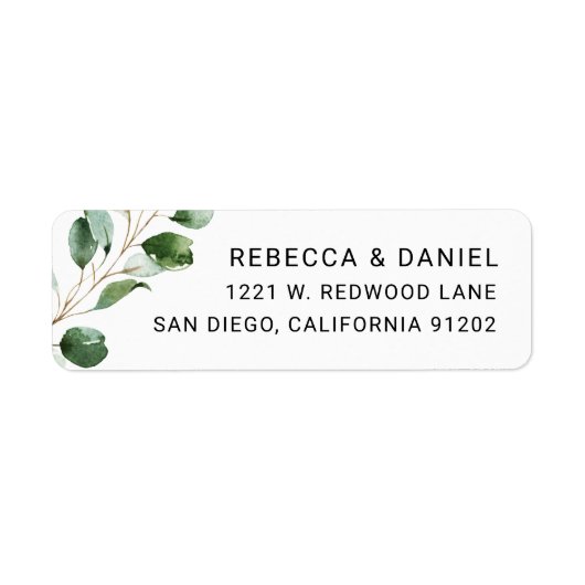 Elegant Eucalyptus Greenery Return Address Label (Voorkant)