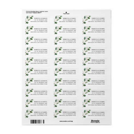 Elegant Eucalyptus Greenery Return Address Label (Full Sheet)
