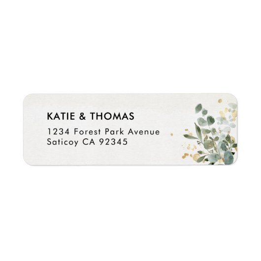 Elegant Eucalyptus Greenery Return Address Label (Voorkant)