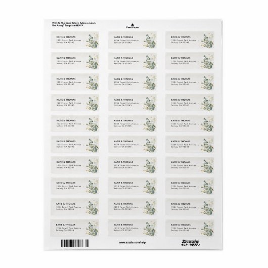 Elegant Eucalyptus Greenery Return Address Label (Full Sheet)