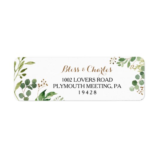 Elegant Eucalyptus Greenery Return Address Label (Voorkant)