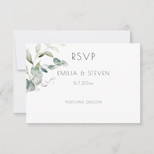 Elegant Eucalyptus Greenery RSVP Kaartje (Voorkant)