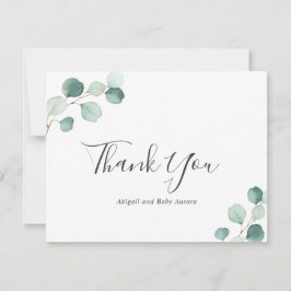 Elegant Eucalyptus Greenery Rustic Baby shower Bedankkaart