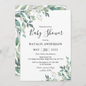 Elegant Eucalyptus Greenery Rustic Baby shower Kaart (Voorkant / Achterkant)