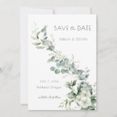 Elegant Eucalyptus Greenery Save The Date (Voorkant)