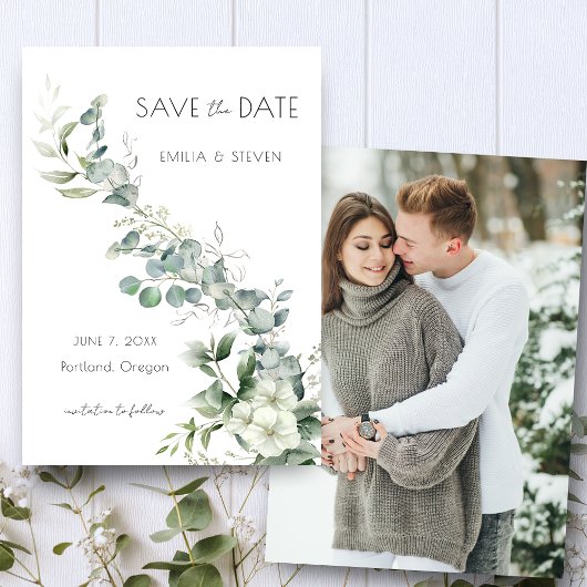 Elegant Eucalyptus Greenery Save The Date