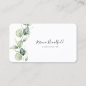 Elegant Eucalyptus Greenery Script Beauty Salon Visitekaartje (Voorkant)