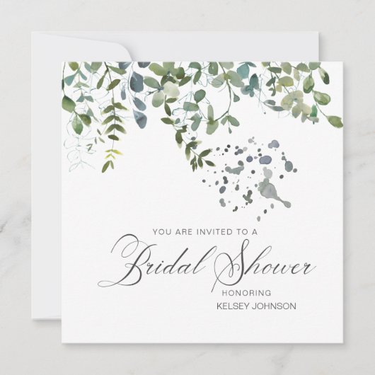 Elegant Eucalyptus Greenery Script Vrijgezellenfee Kaart (Voorkant)