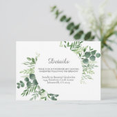 Elegant Eucalyptus Greenery Script Weddenschap Informatiekaartje (Staand voorkant)