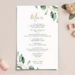 Elegant Eucalyptus Greenery Simple Wedding Menu<br><div class="desc">Deze aanpasbare Menu-Sjabloon is ontworpen om te coördineren met ons Moody Greenery bruiloft collectie en biedt een gouden geometrische lijst die is voorzien van waterverf eucalyptus greenery vertakkingen, met gouden en grijze tekst. Als u geavanceerde wijzigingen wilt aanbrengen, selecteert u "Klik om verder aan te passen" onder Deze sjabloon personaliseren....</div>