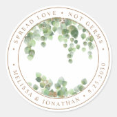 Elegant Eucalyptus Greenery Spread Love Not Germs Ronde Sticker (Voorkant)
