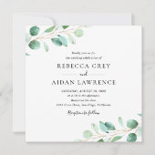 Elegant Eucalyptus Greenery Square Wedding Kaart (Voorkant)