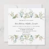 Elegant Eucalyptus Greenery, Square Wedding Kaart (Voorkant)