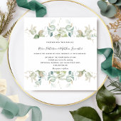 Elegant Eucalyptus Greenery, Square Wedding Kaart