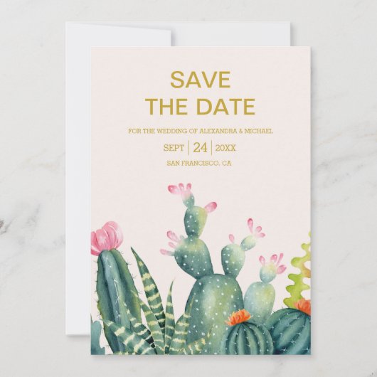 Elegant Eucalyptus Greenery Succulents Wedding Save The Date (Voorkant)