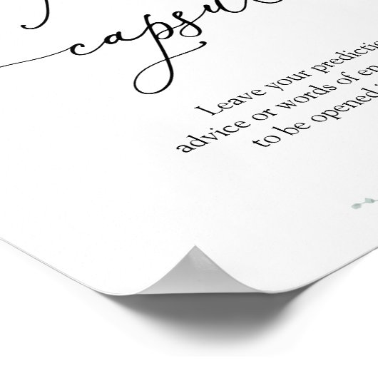 Elegant Eucalyptus Greenery Time Capsule Sign Poster (Hoek)