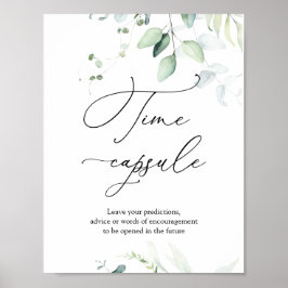 Elegant Eucalyptus Greenery Time Capsule Sign Poster