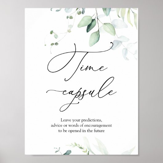 Elegant Eucalyptus Greenery Time Capsule Sign Poster (Voorkant)