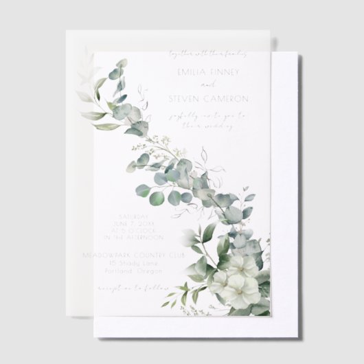 Elegant Eucalyptus Greenery Vellum Uitnodigingen (Offset)