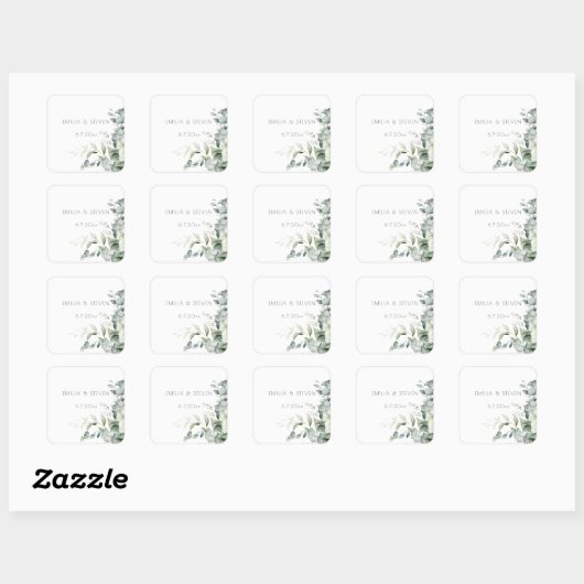 Elegant Eucalyptus Greenery Vierkante Sticker (Vel)