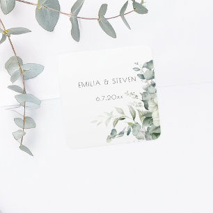 Elegant Eucalyptus Greenery Vierkante Sticker