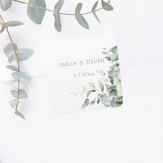 Elegant Eucalyptus Greenery Vierkante Sticker