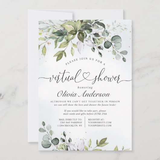 Elegant Eucalyptus Greenery virtueel Vrijgezellenf Kaart (Voorkant)