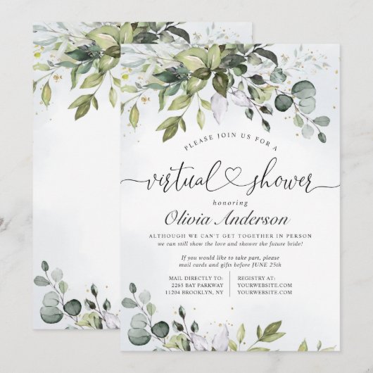 Elegant Eucalyptus Greenery virtueel Vrijgezellenf Kaart (Voorkant / Achterkant)