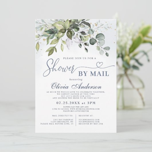 Elegant Eucalyptus Greenery virtueel Vrijgezellenf Kaart (Staand voorkant)