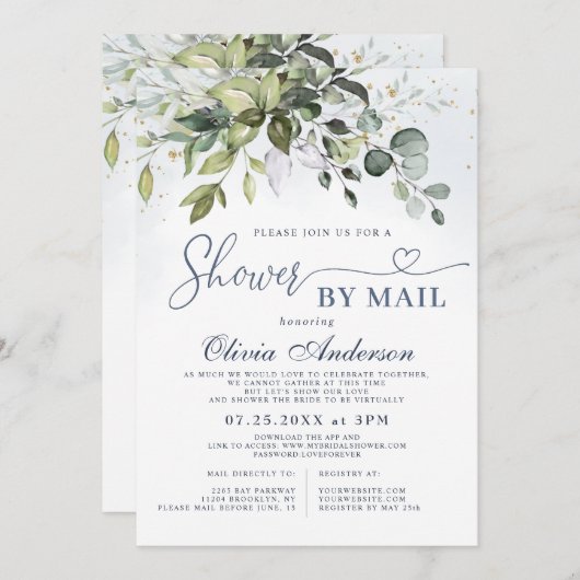 Elegant Eucalyptus Greenery virtueel Vrijgezellenf Kaart (Voorkant / Achterkant)