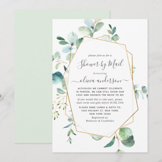 Elegant Eucalyptus Greenery Vrijgezellenfeest e-ma Kaart (Voorkant / Achterkant)