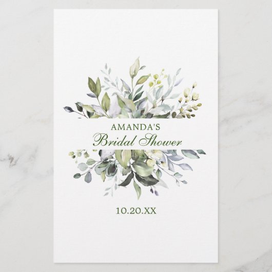 Elegant Eucalyptus Greenery Vrijgezellenfeest Game (Achterkant)