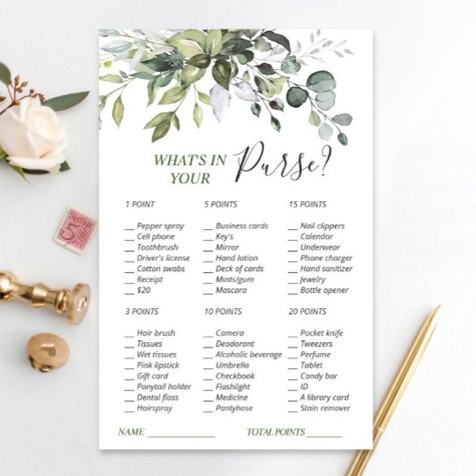 Elegant Eucalyptus Greenery Vrijgezellenfeest Game