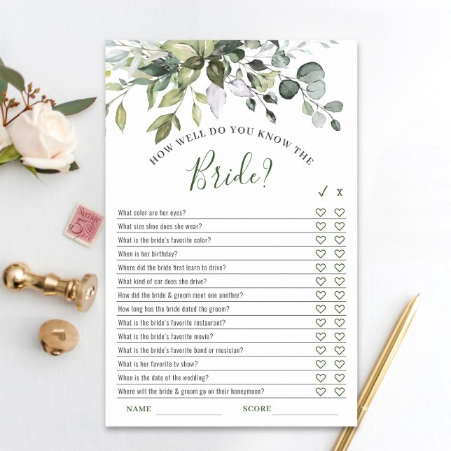 Elegant Eucalyptus Greenery Vrijgezellenfeest Game (Creator heeft geüpload)