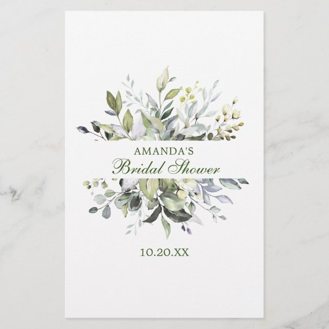 Elegant Eucalyptus Greenery Vrijgezellenfeest Game (Achterkant)