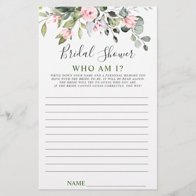 Elegant Eucalyptus Greenery Vrijgezellenfeest Game (Voorkant)